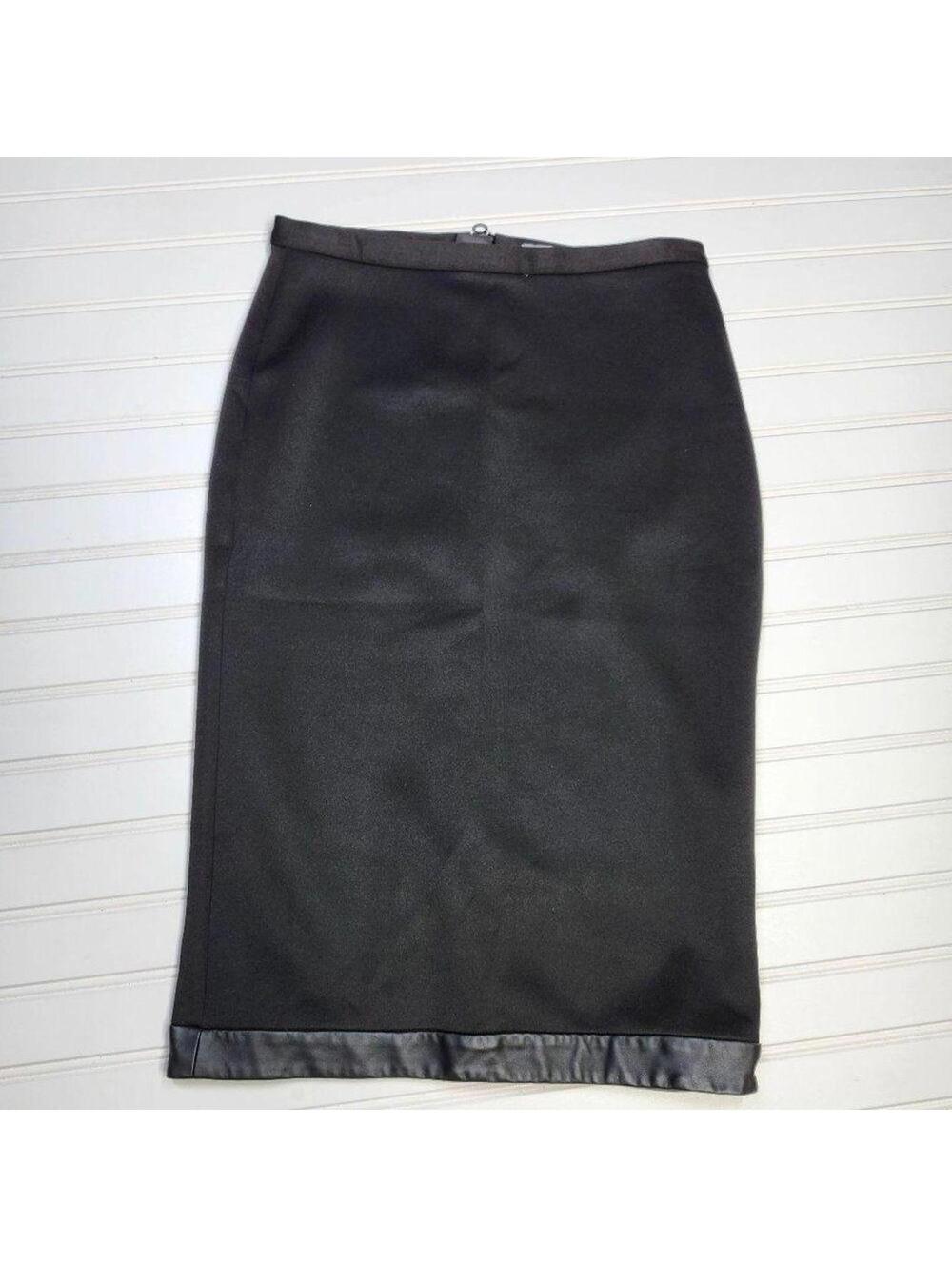 Bar III | Women's Back Zip Faux Leather Trimmed Pencil Skirt Medium